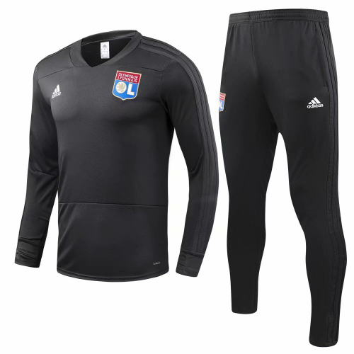 Olympique Lyon 18/19 Sweat Top Tracksuit Black With Pants